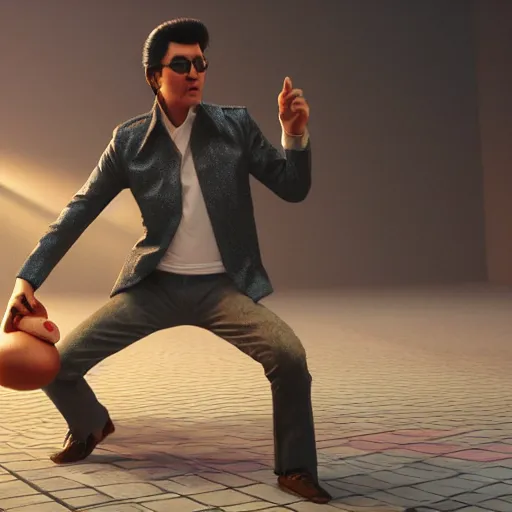 Image similar to hyperrealistic dslr film still of elvis on an easter egg hunt, stunning 8 k octane comprehensive 3 d render, inspired by istvan sandorfi & greg rutkowski & unreal engine, perfect symmetry, dim volumetric cinematic lighting, extremely hyper - detailed, extremely lifelike attributes & lifelike texture, intricate, masterpiece, artstation, stunning