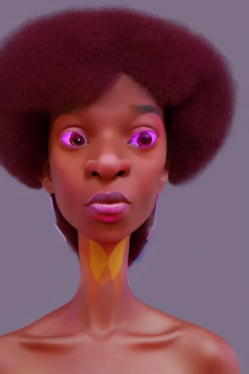 Image similar to a centered caricature render of a cute cool afro disco girl from the seventies, by dreamworks, by pixar, by viktoria gavrilenko, by leticia gillett, by lois van baarle, perfect face, 3 d, 8 k