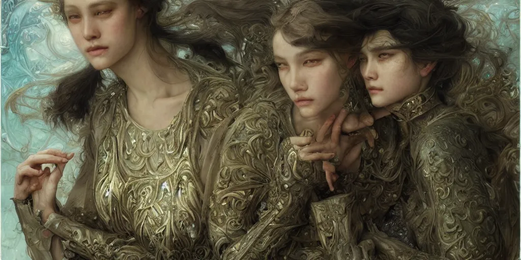 Image similar to masterpiece veracious pertinence salve Reginae, masterpiece by Edgar Maxence and Ross Tran and Michael Whelan artistic, intricate drawing, realistic fantasy, extremely detailed and beautiful aesthetic face, establishing shot, 8k resolution, dramatic lighting,