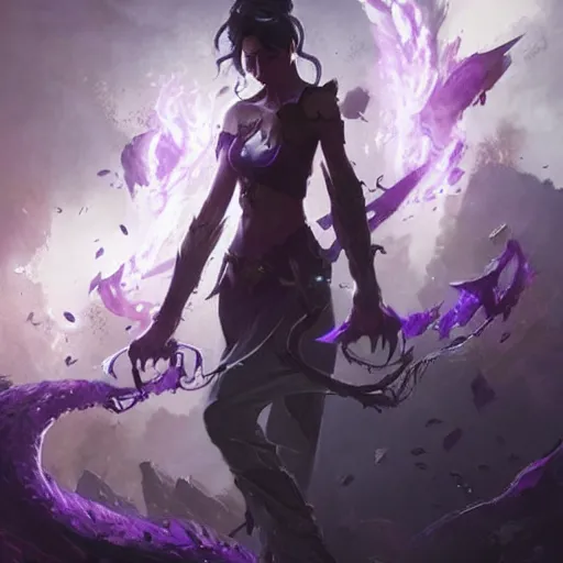 Image similar to violet dark eye magic spell, fantasy game art by greg rutkowski, fantasy rpg, league of legends