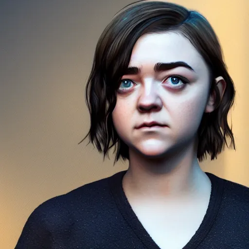 Image similar to Maisie Williams, straight hairstyle, white eyes, blonde hair, realistic render, short hair, unreal engine render, Icaro Carvalho