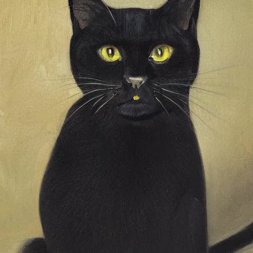 Image similar to a beautiful black cat painting by Diego Rodríguez de Silva y Velázquez, 8k
