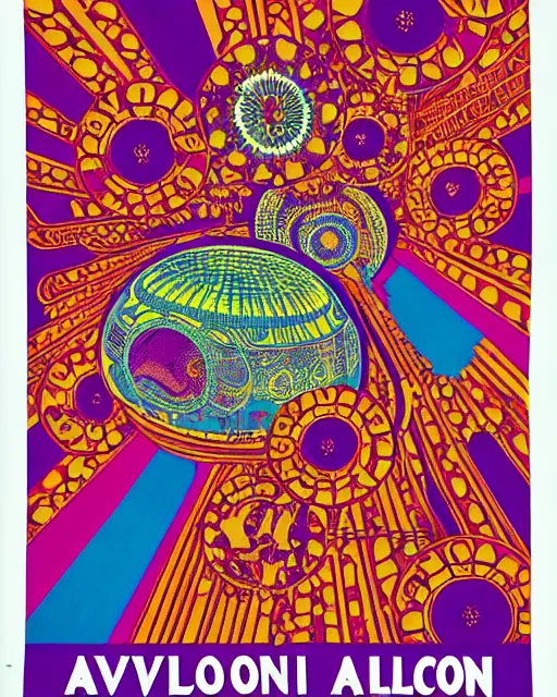 Image similar to avalon ballroom poster art by victor moscoso