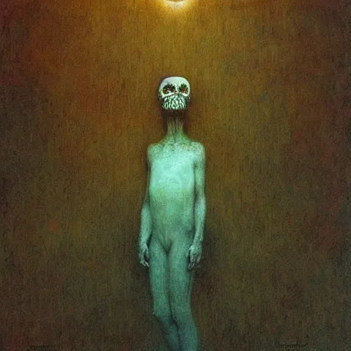 Image similar to the sandman by neil gaiman painted by beksinski, highly detailed