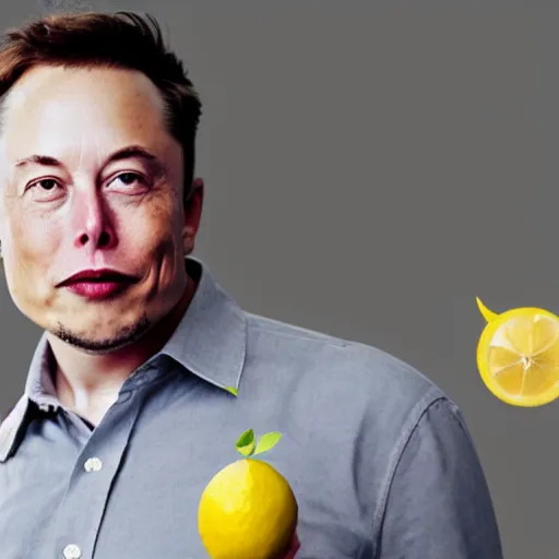 Prompt: elon musk with a lemon for a head, 8 k, sharp, high detail