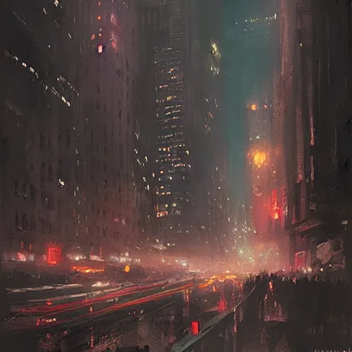 Prompt: make new york in night by greg rutkowski