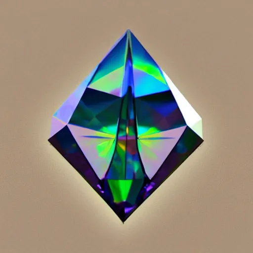 Prompt: low poly iridescent transparent diamond, prism