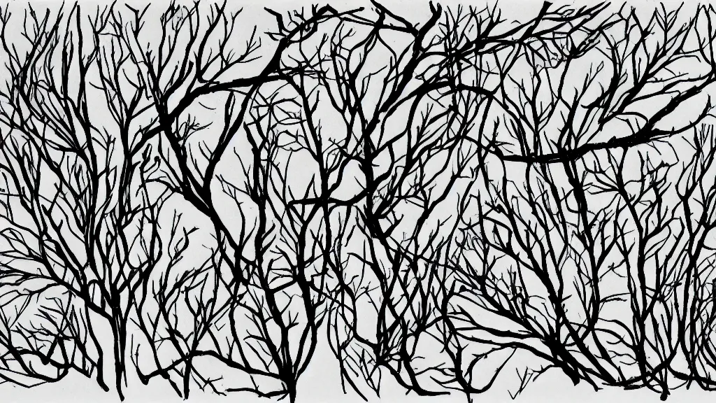 Prompt: line drawing logical inky twig