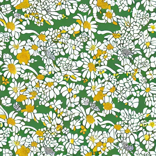 Prompt: highly detailed daisy pattern in the style of old botanical illustrations, matisse, and japanese art, 4 k