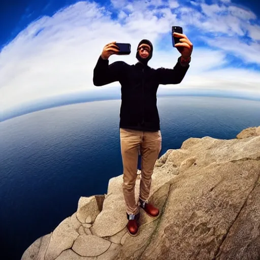 Image similar to a selfie on the edge of the world