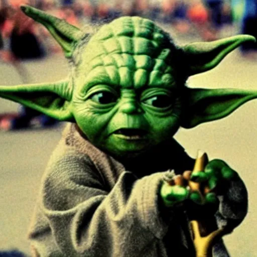 Image similar to yoda performing at woodstock