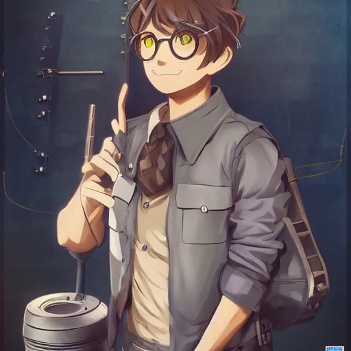 Image similar to portrait of a mechanic, anime fantasy illustration by tomoyuki yamasaki, kyoto studio, madhouse, ufotable, trending on artstation