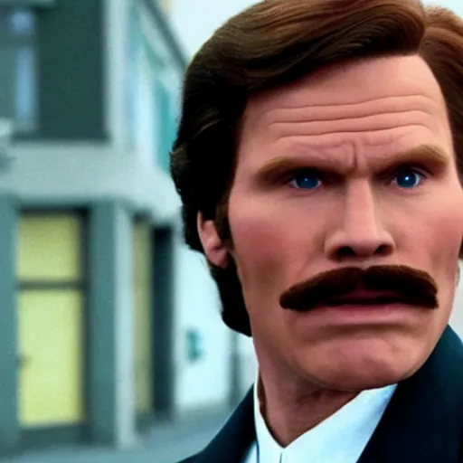 Image similar to Live Action Still of Jerma985 in Anchorman: The Legend of Ron Burgundy, real life, hyperrealistic, ultra realistic, realistic, highly detailed, epic, HD quality, 8k resolution, body and headshot, film still