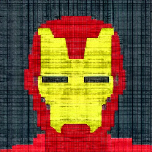 Image similar to macro shot pixel art head of iron man