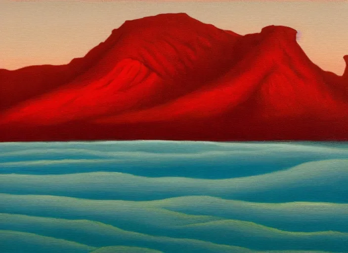 Prompt: montana roja, tenerife in the style of hudson river school of art, oil on canvas