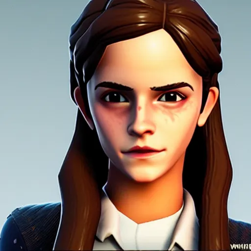 Image similar to emma watson in fortnite, character render, full body shot, highly detailed, in game render