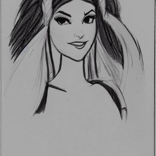 Image similar to milt kahl sketch of victoria justice as princess padme from star wars episode 3