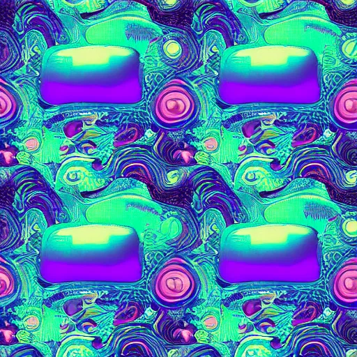Image similar to psychedelic trippy couch in a forest, planets, milky way, sofa, cartoon green and purple