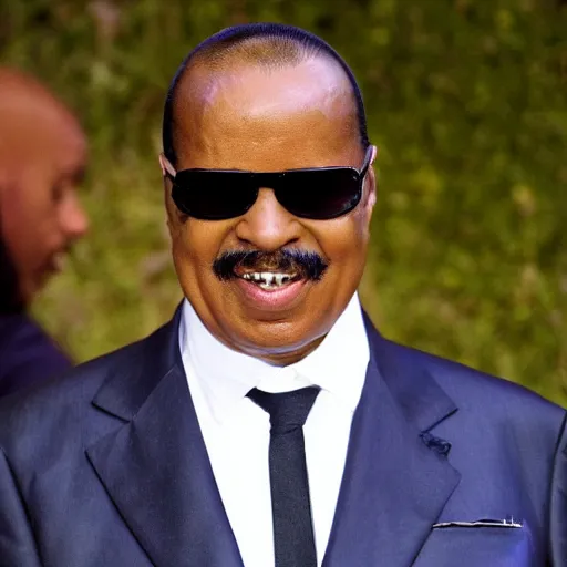 Prompt: profile picture of stevie wonder with a magnificent moustache