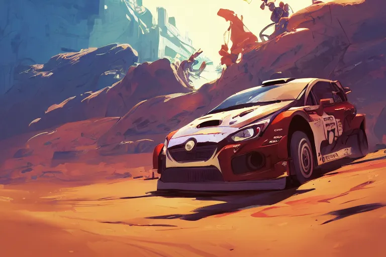 Image similar to wrc rally car stylize, official fanart behance hd artstation by jesper ejsing, by rhads, makoto shinkai and lois van baarle, ilya kuvshinov, ossdraws, that looks like it is from borderlands and by feng zhu and loish and laurie greasley, victo ngai, andreas rocha, john harris