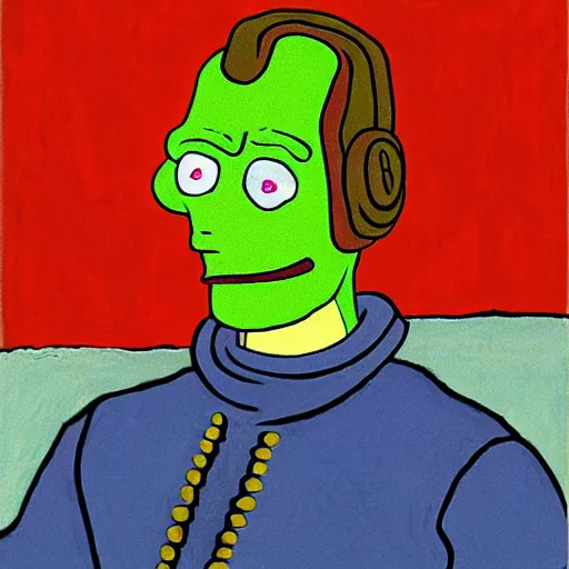 Prompt: bender from futurama self - portrait by vincent van gogh