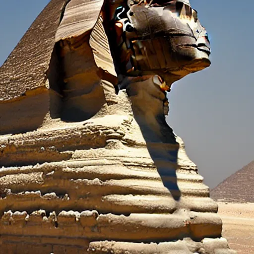 Image similar to sphinx of giza, freshly built