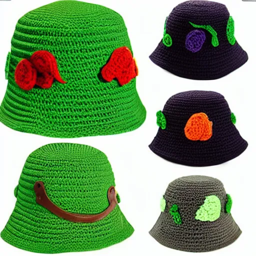 Image similar to crochet shrek bucket hat