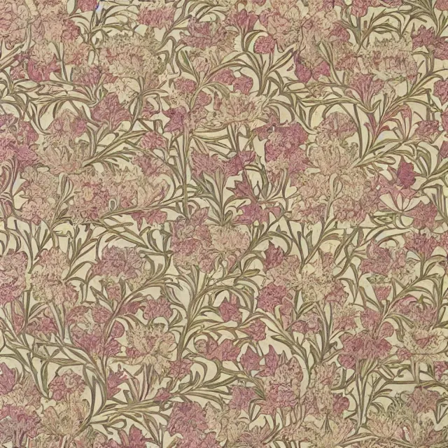 Prompt: a floral wallpaper design by william morris