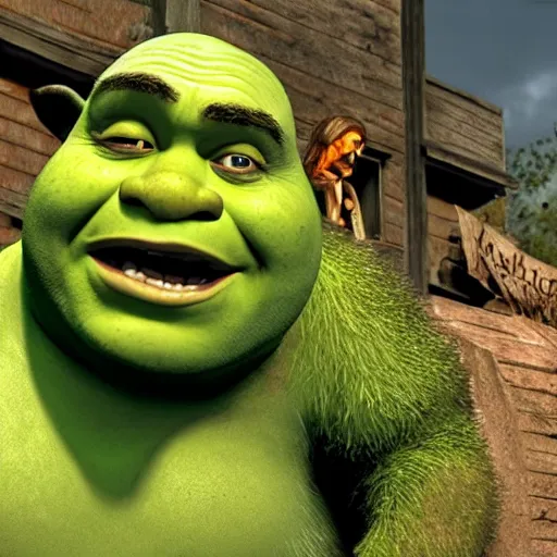 Prompt: Shrek in The Walking Dead 4K quality photorealism