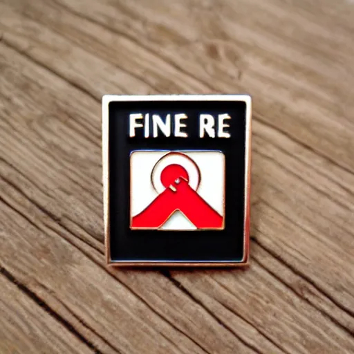 Image similar to retro minimalistic clean fire warning enamel pin