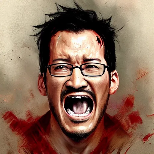 Image similar to a portrait of markiplier raging, greg rutkowski