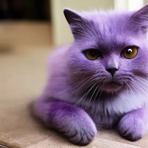 Image similar to a beautiful purple cat with six legs