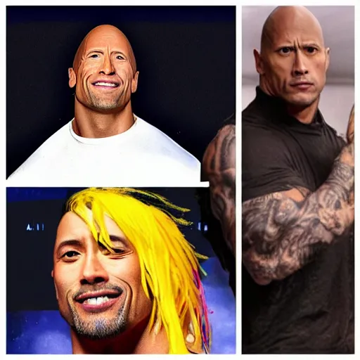 Image similar to dwayne johnson as a billie eilish dwayne johson dressed as a billie eilish 4k