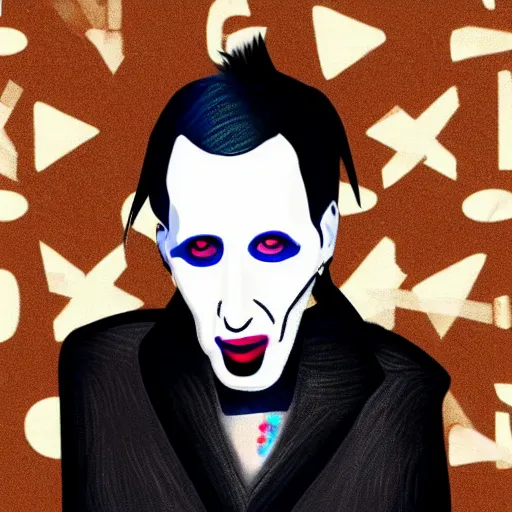 Image similar to digital painting of marilyn manson eating toast