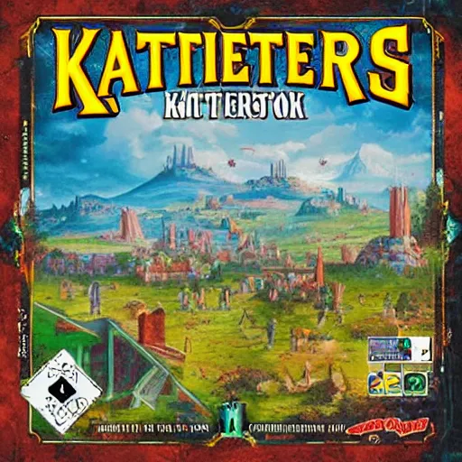 Prompt: settlers of katan board game, cyber - punk