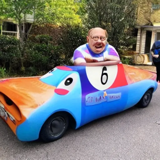 Prompt: a car that looks like danny devito
