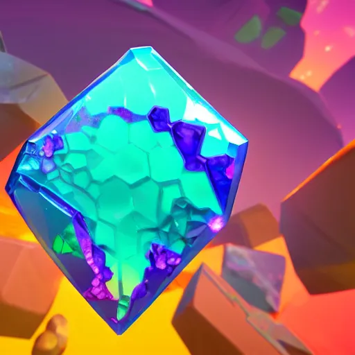 Prompt: an iridescent set of gem stones, fortnite game assets, 4K, detailed, art by bauhaus