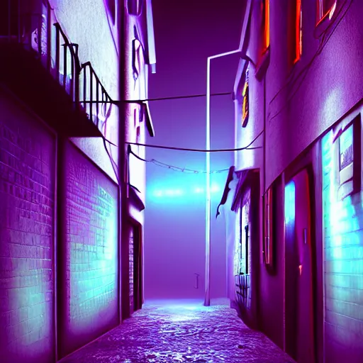 Prompt: dark alleyway with a glowing neon sign, city, cinematic, cinematic lighting, photorealistic, hyperdetailed 3 d matte painting, iridescent, deviantart, trending on artstation, concept art