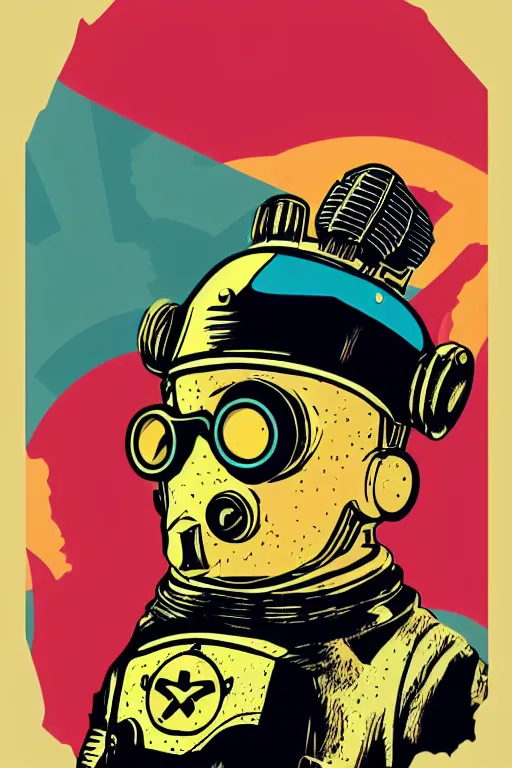 Image similar to fallout 7 6 retro futurist illustration art by butcher billy, sticker, colorful, illustration, highly detailed, simple, smooth and clean vector curves, no jagged lines, vector art, smooth andy warhol style