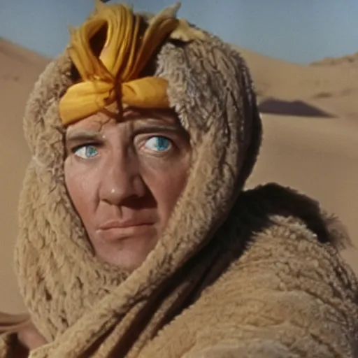 Image similar to a film still of big bird in lawrence of arabia ( 1 9 6 2 ) technicolor