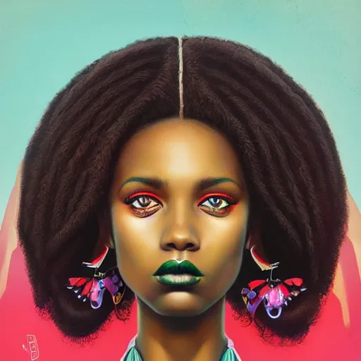 Image similar to London city portrait, black girl, Pixar style, by Tristan Eaton Stanley Artgerm and Tom Bagshaw.