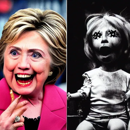 Image similar to hillary clinton is a witch who drinks children's blood by giger