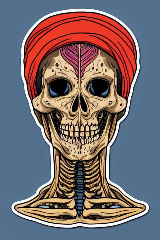 Prompt: A portrait of a skeleton who is a monk, sticker, portrait, highly detailed, colorful, illustration, smooth and clean vector curves, no jagged lines, vector art, smooth