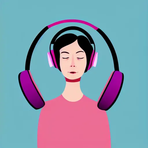 Image similar to a beautiful portrait illustration of a woman in with headphones by hed kandi, adobe illustrator