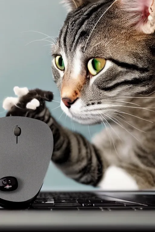 Image similar to robotic cat eating a computer mouse