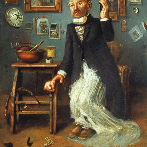 Prompt: no traveller returns, puzzles the will,, victorian, oil