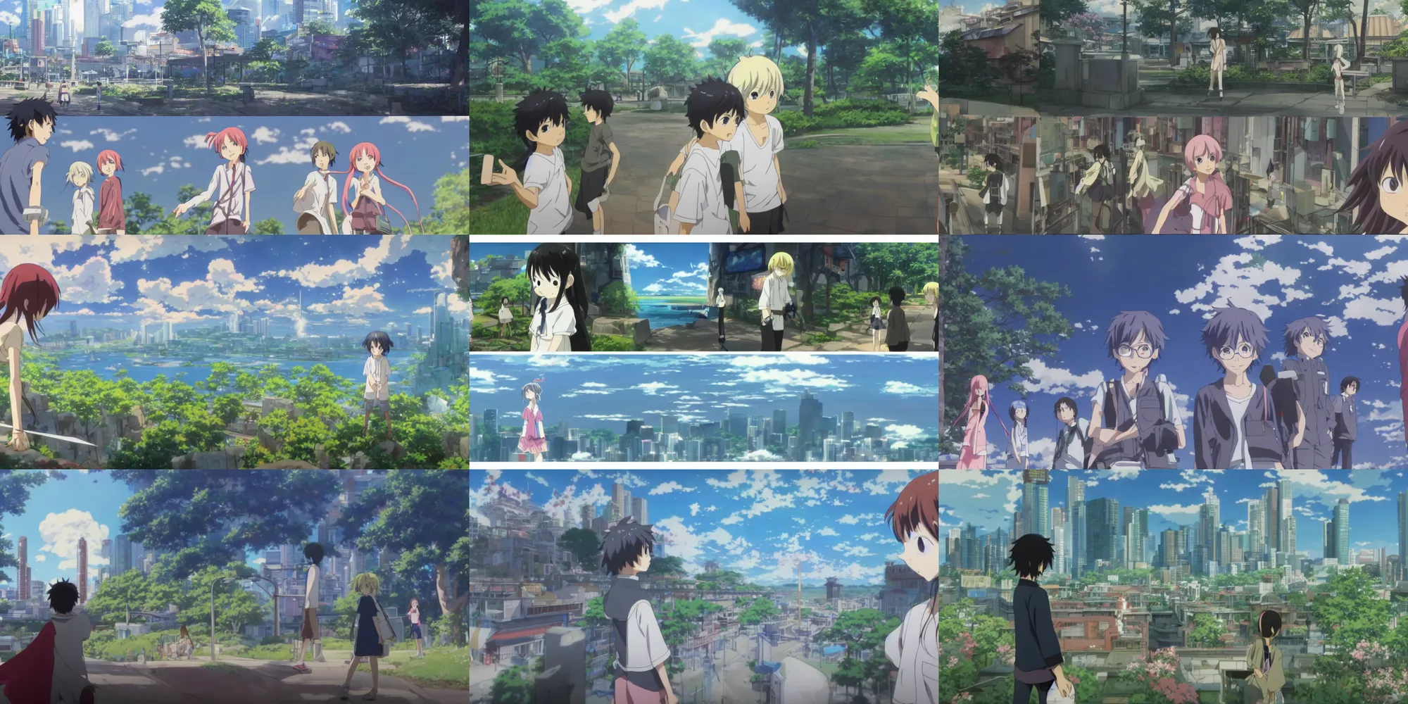 Prompt: screenshot from the anime film by Mamoru Hosoda, a painting of the virtual world, digital paradise game world, magical realism, looking through the prism at the digital world, screenshot from the anime series Sword Art Online, makoto shinkai, augmented reality