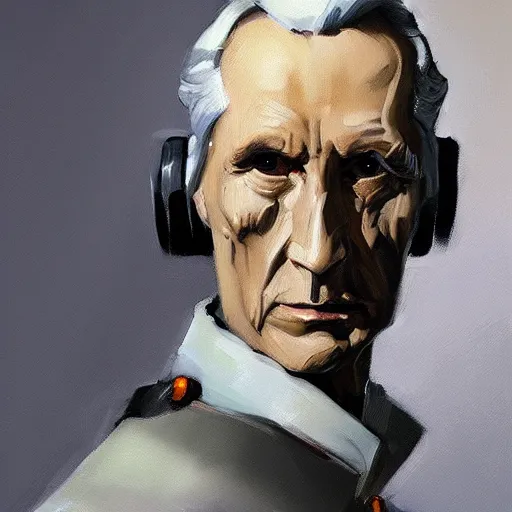 Image similar to greg manchess portrait painting of armored moff tarkin as overwatch character, medium shot, asymmetrical, profile picture, organic painting, sunny day, matte painting, bold shapes, hard edges, street art, trending on artstation, by huang guangjian and gil elvgren and sachin teng