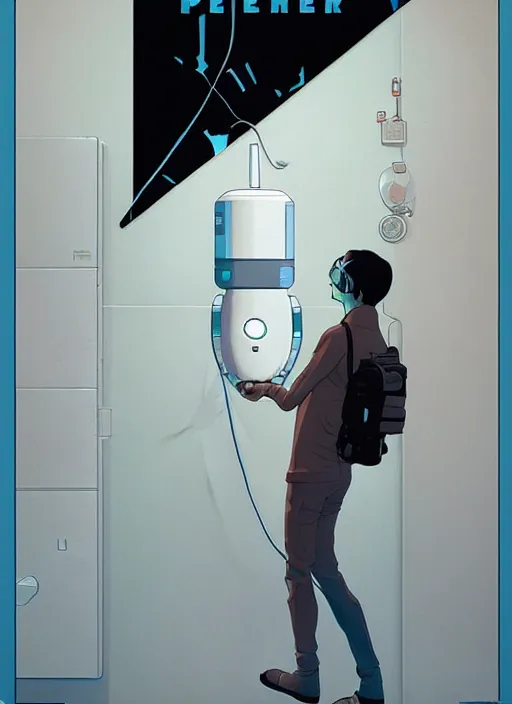 Image similar to poster artwork by Michael Whelan and Tomer Hanuka, Portal Gun, clean