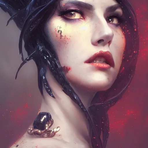 Image similar to a fancy portrait of an attractive succubi women covered in scales by greg rutkowski, sung choi, mitchell mohrhauser, maciej kuciara, johnson ting, maxim verehin, peter konig, 8 k photorealistic, cinematic lighting, hd, high details, dramatic, dark atmosphere, trending on artstation